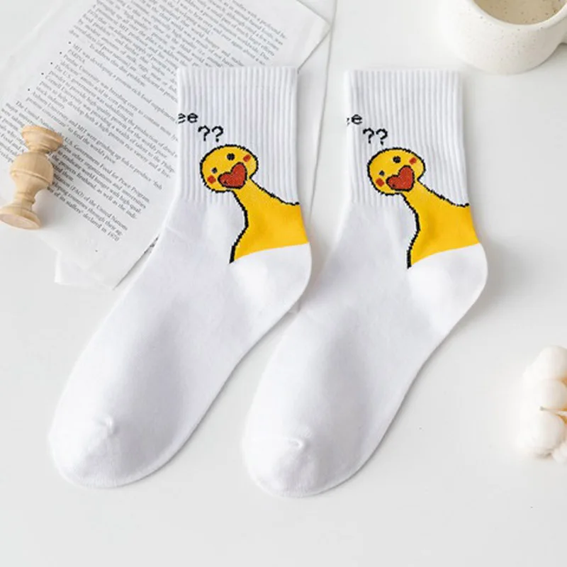 Spring/Summer 2021 New Cartoon Duck Animal Women\'s Socks 1 Pair Of Piggy Bear Cute Girl Cotton Women\'s Socks EU 35-43 Size