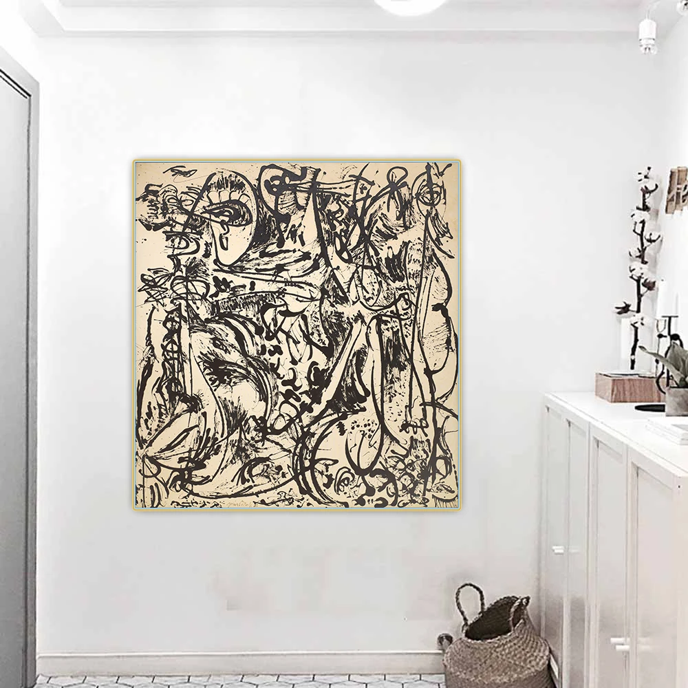 Jackson Pollock《Echo Number 25, 1951》Abstract Canvas Art Oil Painting Artwork Poster Picture Wall Hanging Decor Home Decoration