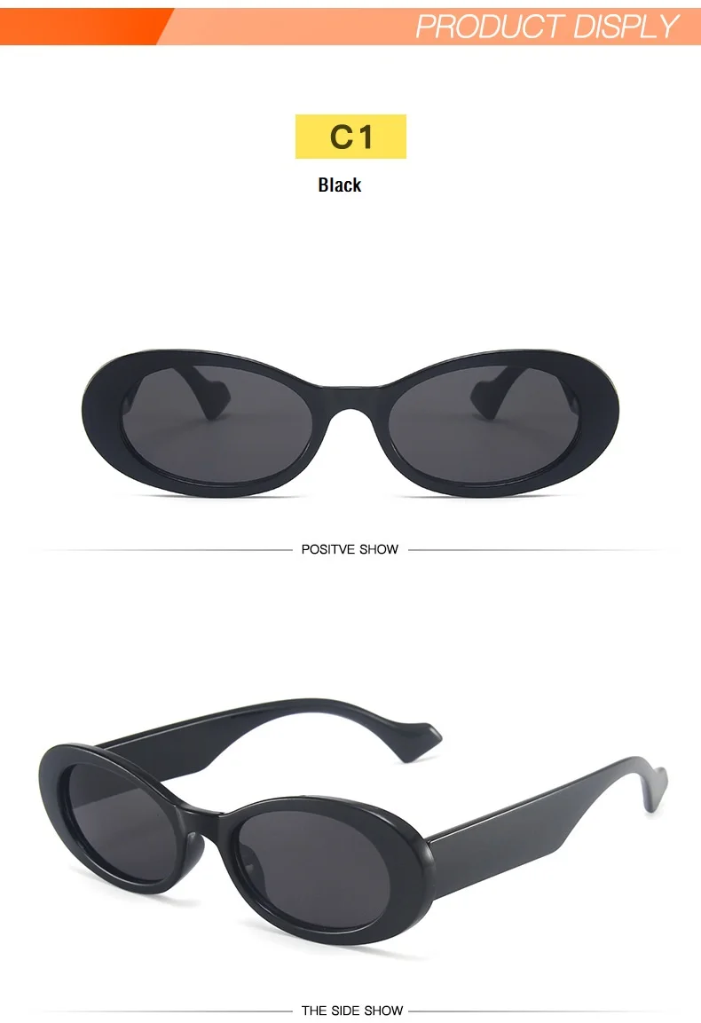 Mode Oval Sonnenbrille Vintage Marke Designer Platz Retro Sonnenbrille Weibliche Dame Brillen Gelee Farbe Shades UV400 – Detail 7