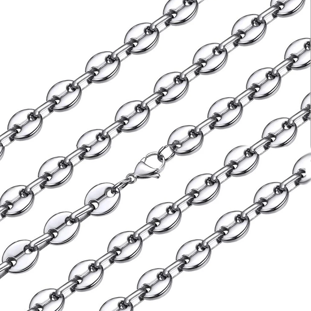 1 sztuk ze stali nierdzewnej ziarna kawy Link Chain 5MM naszyjniki dla kobiet mężczyzn liny Link Chain naszyjniki moda Hip Hop biżuteria