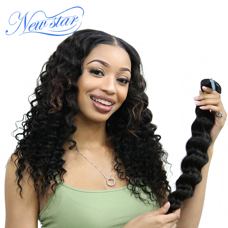 New Star Hair Brazilian Deep Wave 1/3/4 Bundles 100% Virgin Human Hair Extension Cuticle Aligned Raw Hair Weave Natural Color