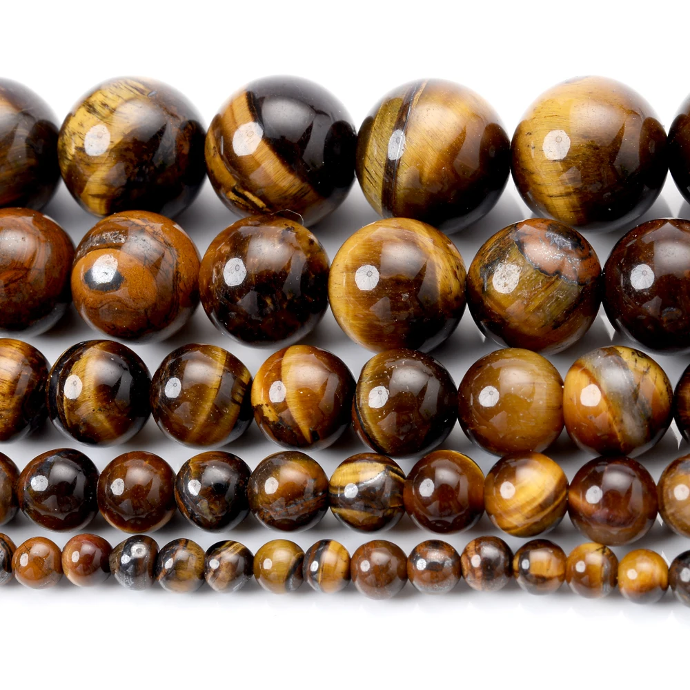 Natural Stone Round Tiger Eye Loose Spacer Beads for Jewelry Making DIY Bracelet Necklace Charms Accessories 4/6/8/10/12mm