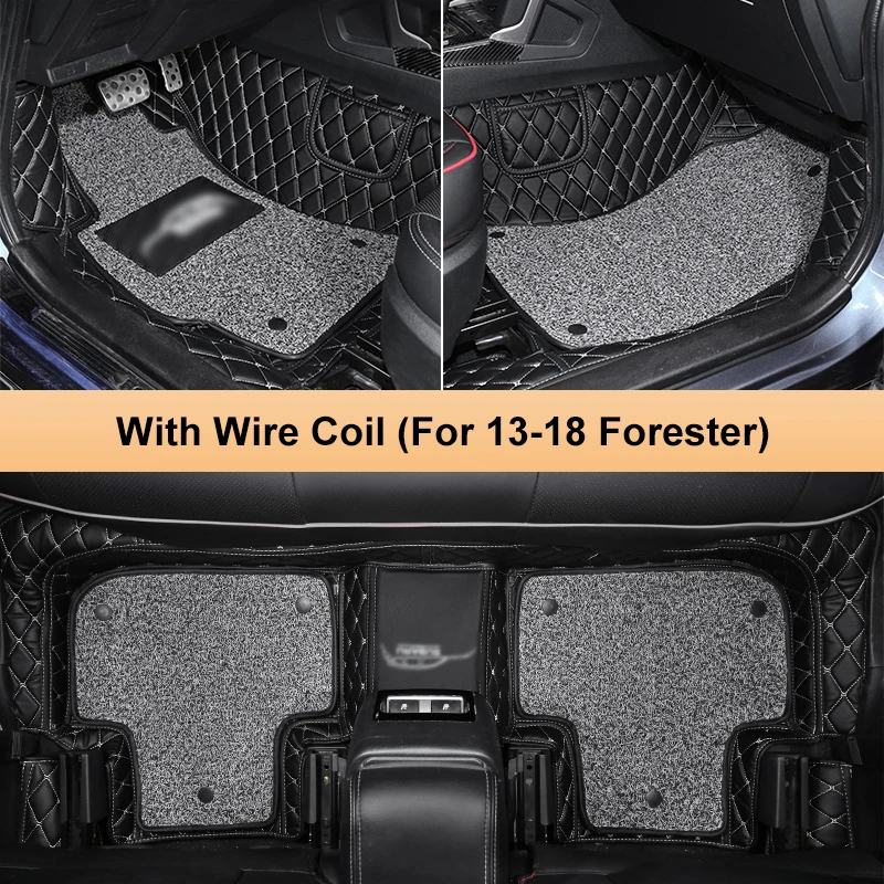 

QHCP Microfiber Leather Car Floor Carpets Mats Surround Foot Pad Wire Mat Fit For Subaru Forester Legacy Outabck XV 2013-2018