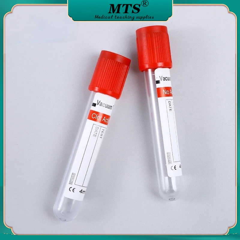 Sterile Vacuum Blood Collection Tube 3.0ml 4.0ml 5.0ml Red Cap Plain Tube Medical Disposable lab test sampling vacuum tube