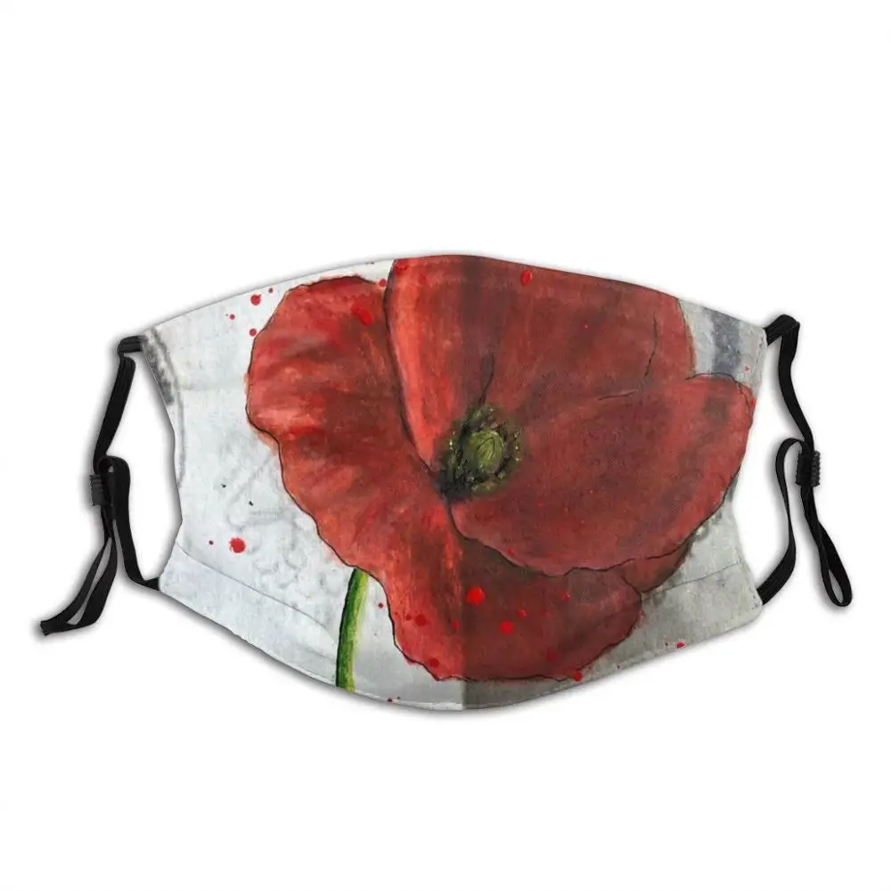 Buen Camino Print Washable Filter Anti Dust Mouth Mask Compostela Poppy Flower Path