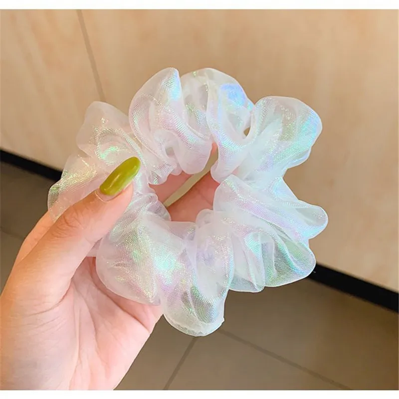 2021 New Arrival Women Silk Gauze Elastic Handmade Multicolor Hair Band Ponytail Holder Headband Hair Accessories