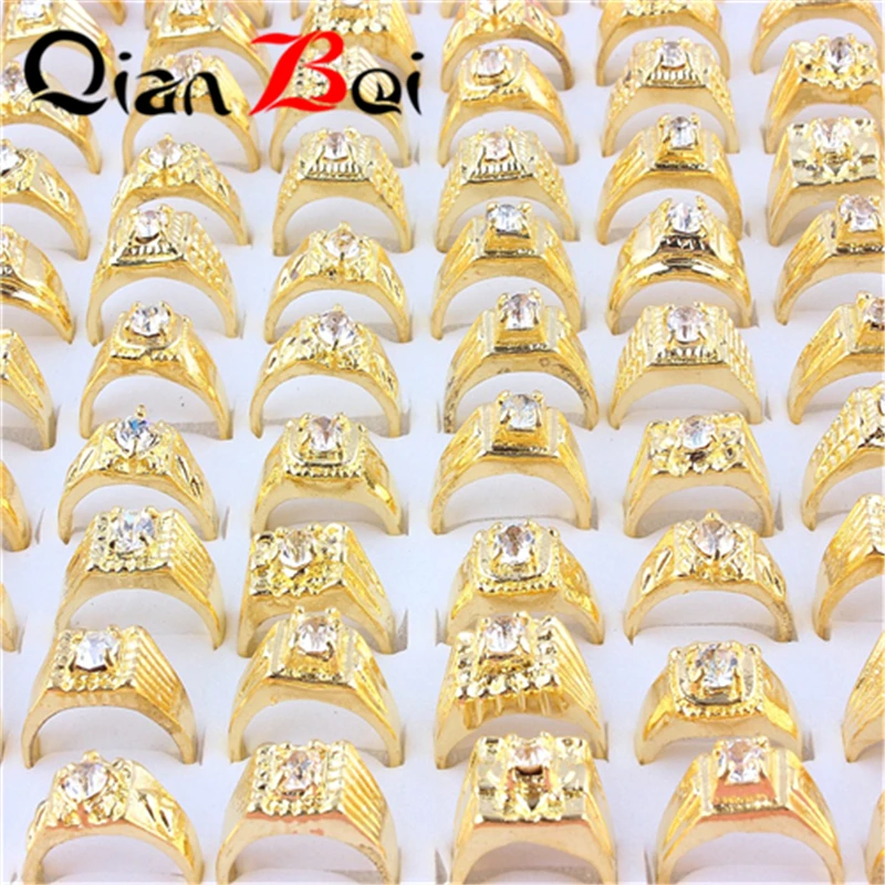 QianBei 10PCS Two Color Women Man White Zircon Anniversary Classic Rings Jewelry Hot Free