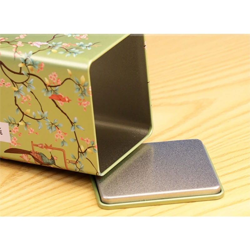 Square plum tea Box Tea Container Snack Storage Box Metal Candy Cans Vintage Kitchen Sealed Canister Chinese Style Tea Box