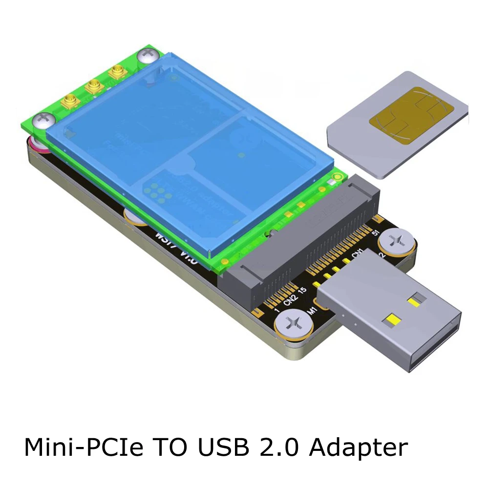 미니 PCI-E 3G 4G 5G LTE WWAN USB 2.0-MPCIe 어댑터 카드 듀얼 SIM 슬롯 무선 모듈 EC20 표준 미니 PCI Express 카드