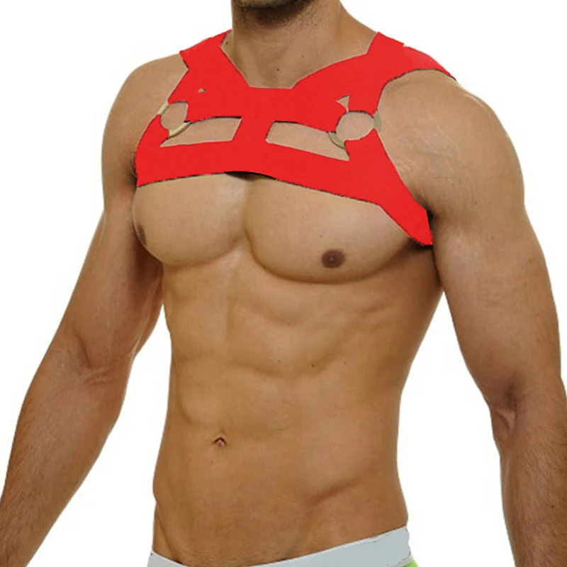 CLEVER-MENMODE Herren Körper Chest Harness Metall Ring Phantasie Party Dessous Sexy Schulter Bondage Riemen Clubwear Kostüm Männlichen Zentai