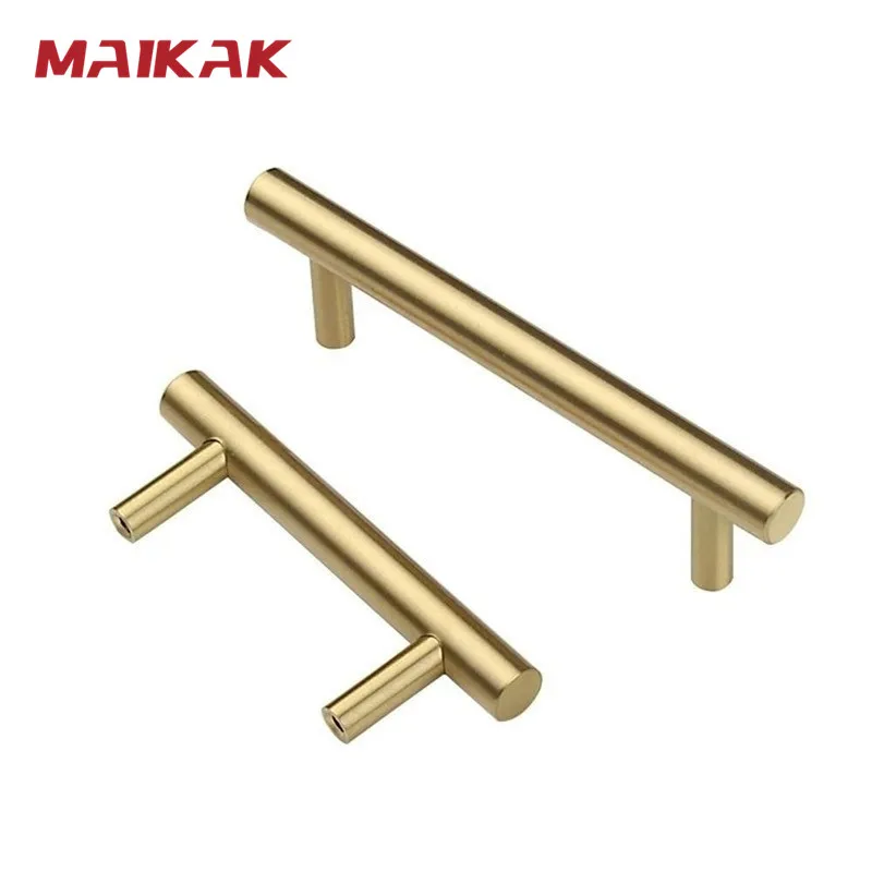 MAIKAK Brushed Black Straight Cupboard Handles Knobs Stainless Steel Brushed Black Gold Kitchen Door Handles Cabinet Pull