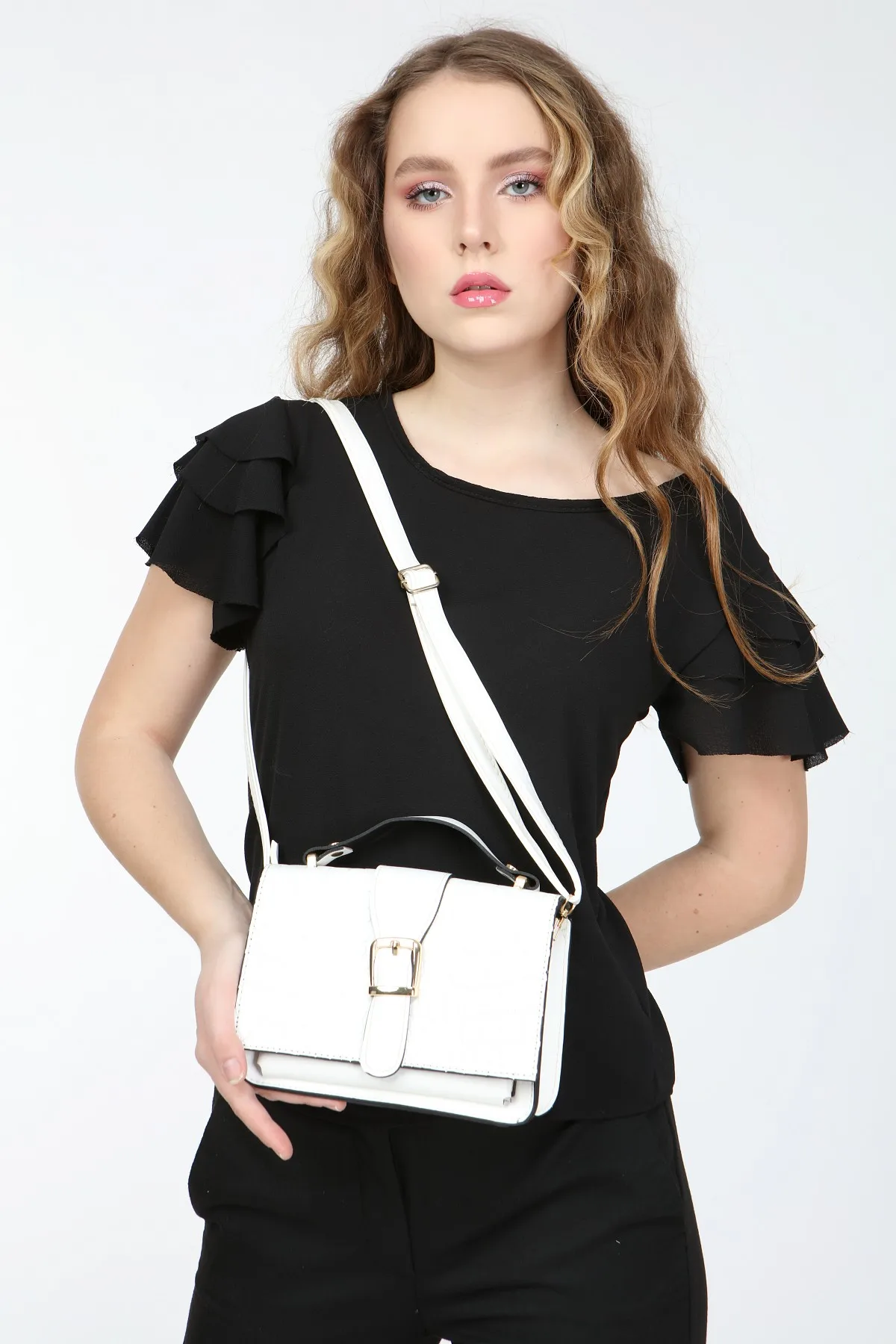 Belt detail hand and shoulder bag s-784