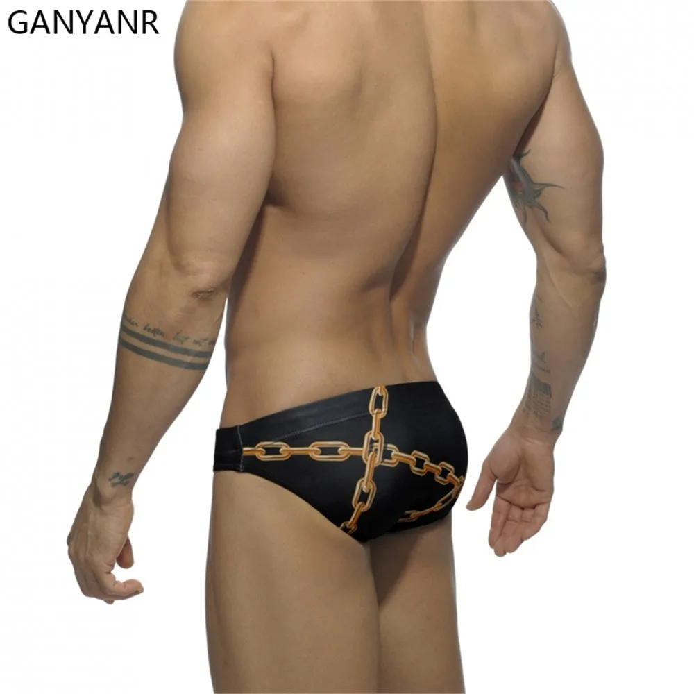 Ganyanr short masculino de natação sexy, roupa de banho para homens, biquíni gay, bolsa peniana de nylon, moda praia para piscina baixa