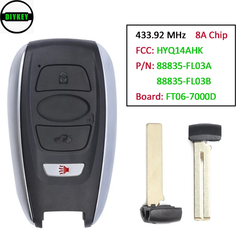 

DIYKEY FT06-7000D for Subaru Ascent Forester Impreza Legacy WRX Prox Keyless Smart Remote Key Fob 8A Chip 88835-FL03A HYQ14AHK