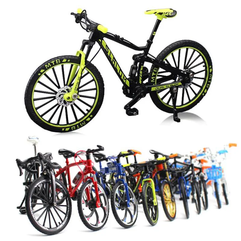 Mini bicicleta de aleación modelo 1:10, Metal fundido a presión, dedo de carreras, bicicleta de montaña, simulación, colección para adultos, regalos, juguetes para niños