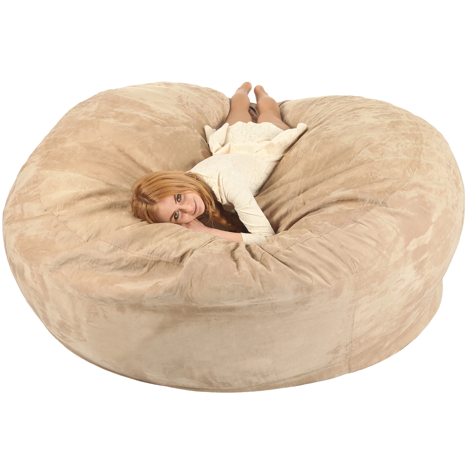 VISI 7FT Foambag duża torba z fasoli luksusowy miękki materiał pianka Beanbag krzesło dla dorosłych nadmuchiwany leżak Lazy Bag COVER sofy do salonu