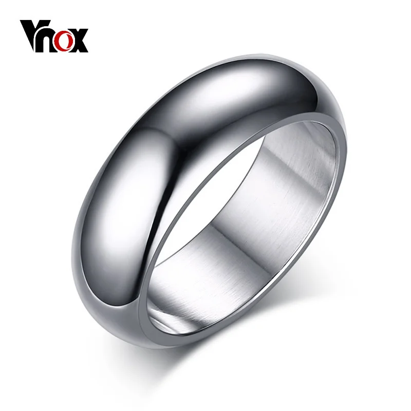 Vnox 7mm Classic Ring For Women Men Arc Surface Stainless Steel Wedding Band Gold Color Unisex Neutral Simple Statement Jewelry