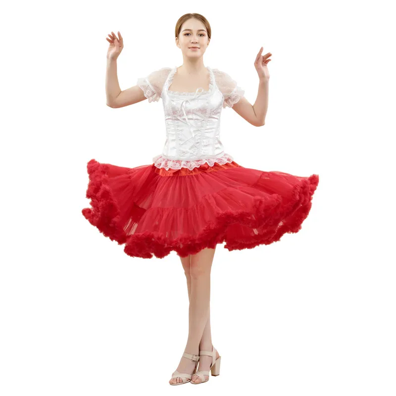 FOLOBE 55cm Dancewear Performance Skirt Ball Gown Tulle Tutu Skirt Knee Length Party Prom Adult Faldas Saias Femininas