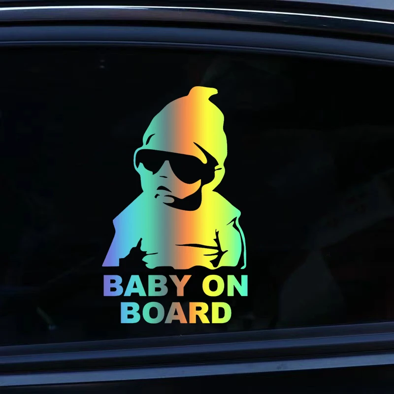 41238 # Die-Cut Vinyl Decal Kid With Glasses,BABY ON BOARD Car Sticker Waterproof Auto Decors on Car Body Bumper Rear Window