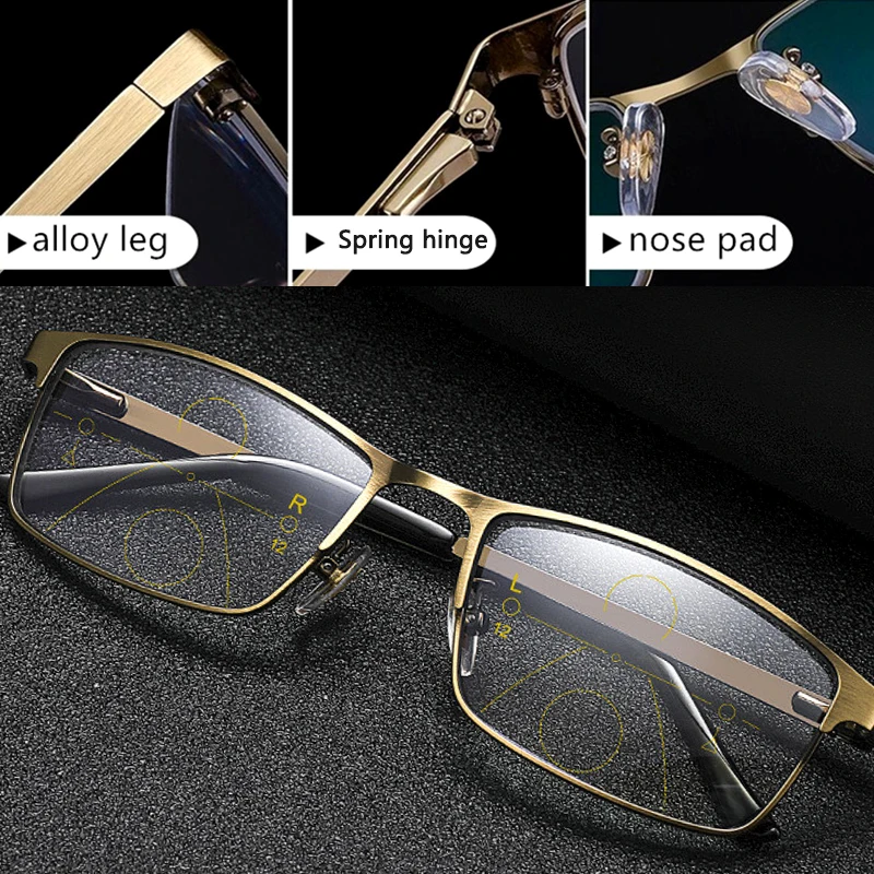 

Optical Progressive Multifocal Reading Glasses High Quality Far Near Anti Uv Blue Ray Reader Presbyopic Glasses Spring Hinge 200