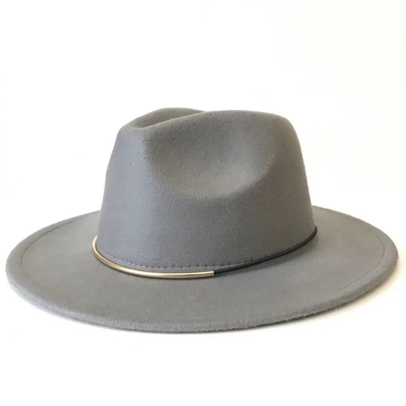 With Wide Brim cap Gentleman Elegant Lady Winter Autumn Jazz Caps Women Men Wool Vintage hats Gangster Trilby Felt Fedora Hat