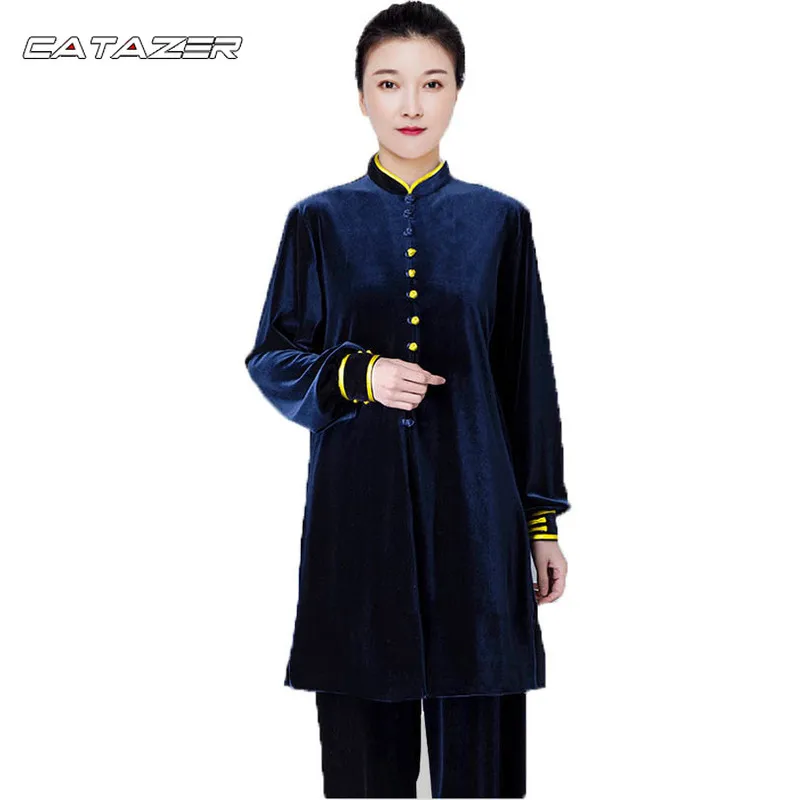 

Martial Arts Suit Crane Embroidery Thick Velour Wing Chun Clothing Autumn Winter Tai Chi Clothing Velvet Kung Fu Uniform