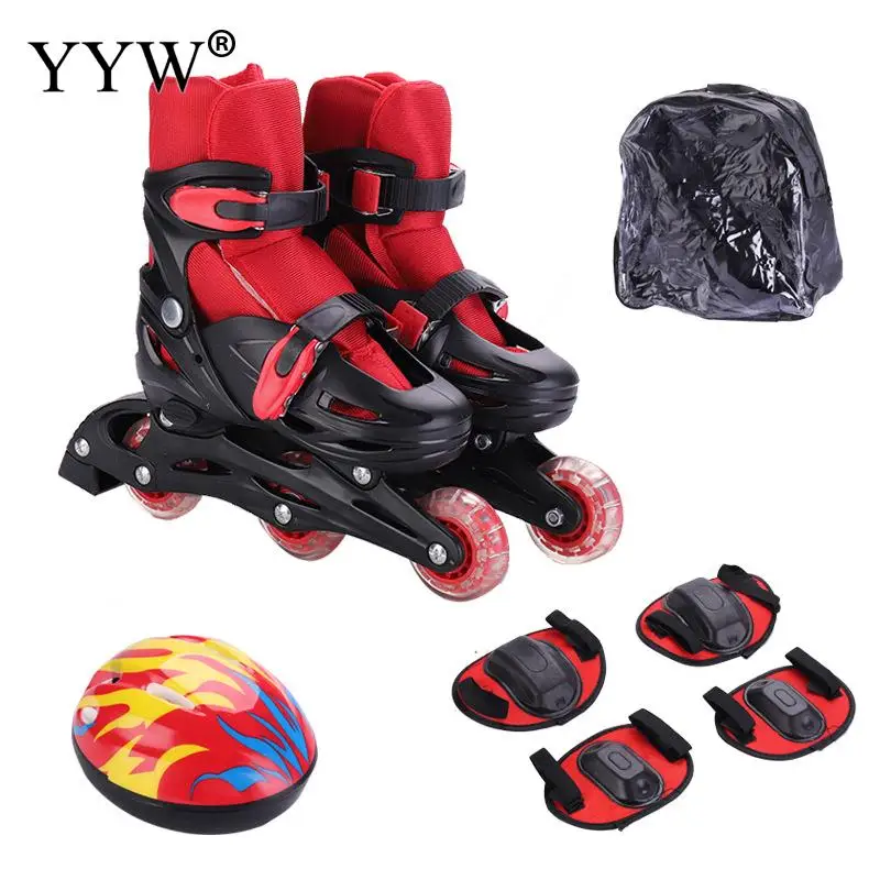 Inline Roller Skates Adjustable Children 4 Wheels Skate Shoes Boy With Protective Gear For Child Outdoor Sport Skating Girls