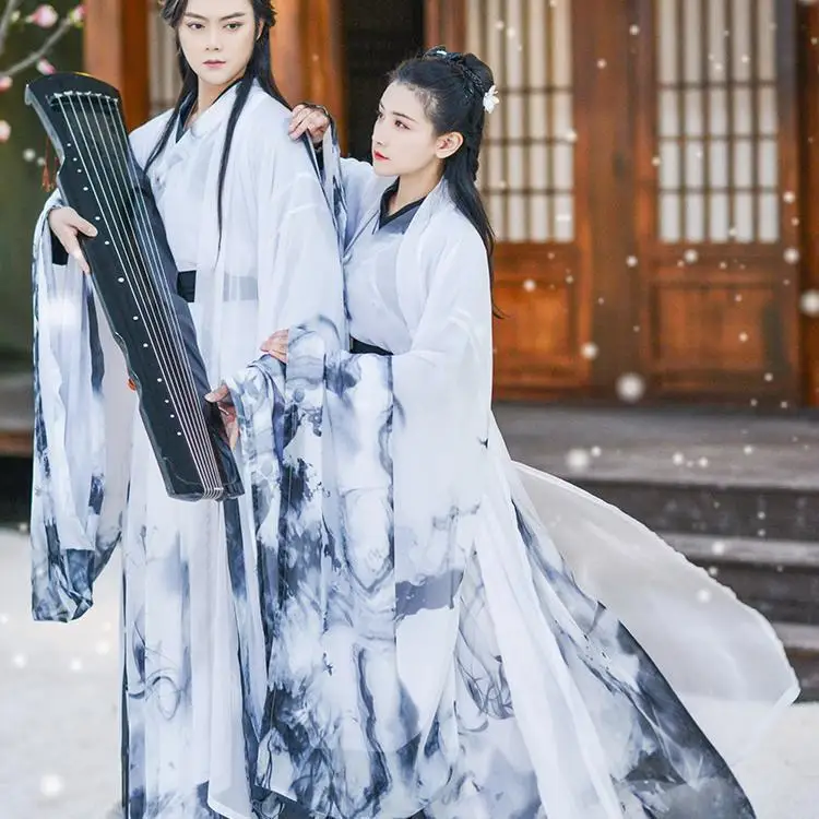 

Женский винтажный китайский костюм Hanfu для ролевых игр, Женский карнавальный костюм на Хэллоуин, длинное китайское платье для женщин и размера плюс