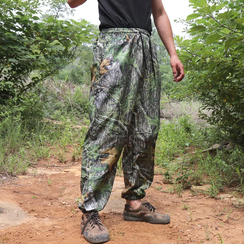 Ultra Thin Men\'s Summer Hunting Fishing Full Pants Polyester Breathable Jungle Trousers Outdoor Bionic Camouflage Ghillie Pants