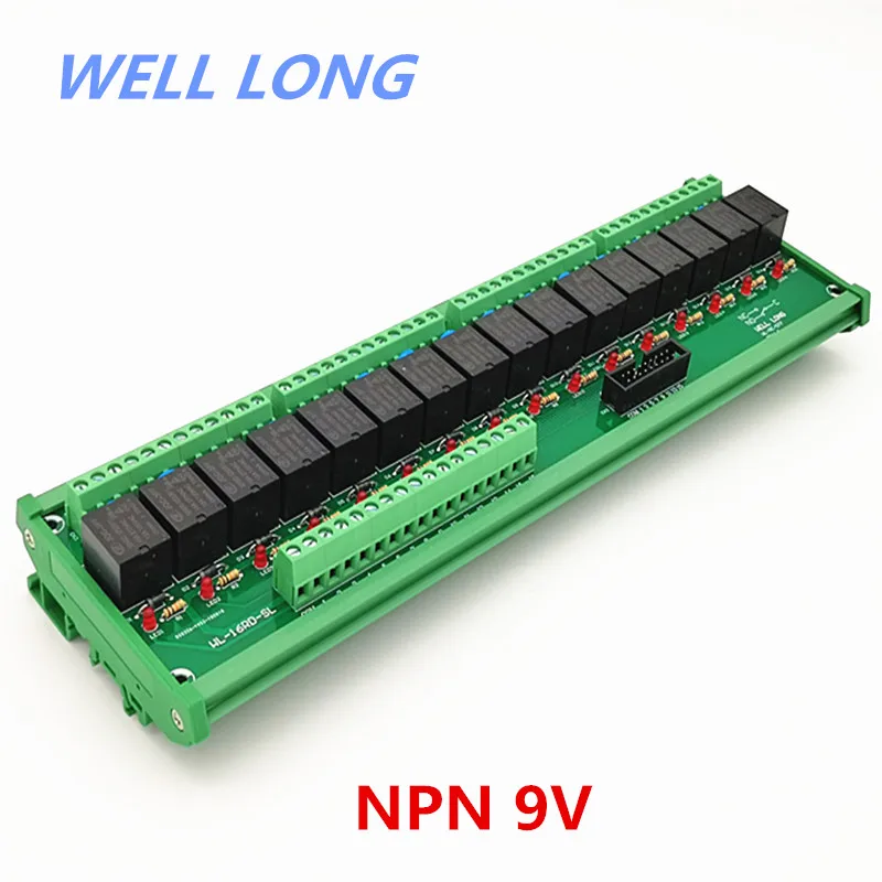 

DIN Rail Mount 16 Channel NPN Type 9V 15A Power Relay Interface Module,HF JQC-3FF-9V-1ZS Relay.