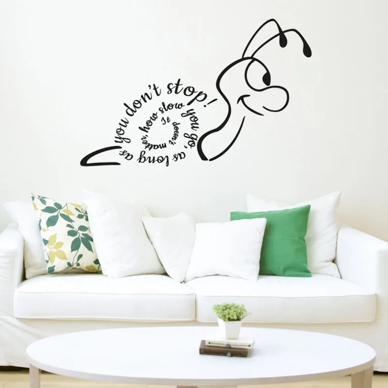 Creative Snail Wall Sticker It Doesn'T Matter How Slow You Go Vinyl Wall Decals Removable Living Room Bedroom Home Decor