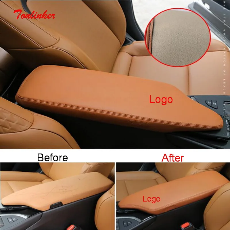 Tonlinker Interior Armrest Storage box Cover Case Stickers for LEXUS UX 2019-20 Car Styling 1 Pcs TPU Leather Cover sticker
