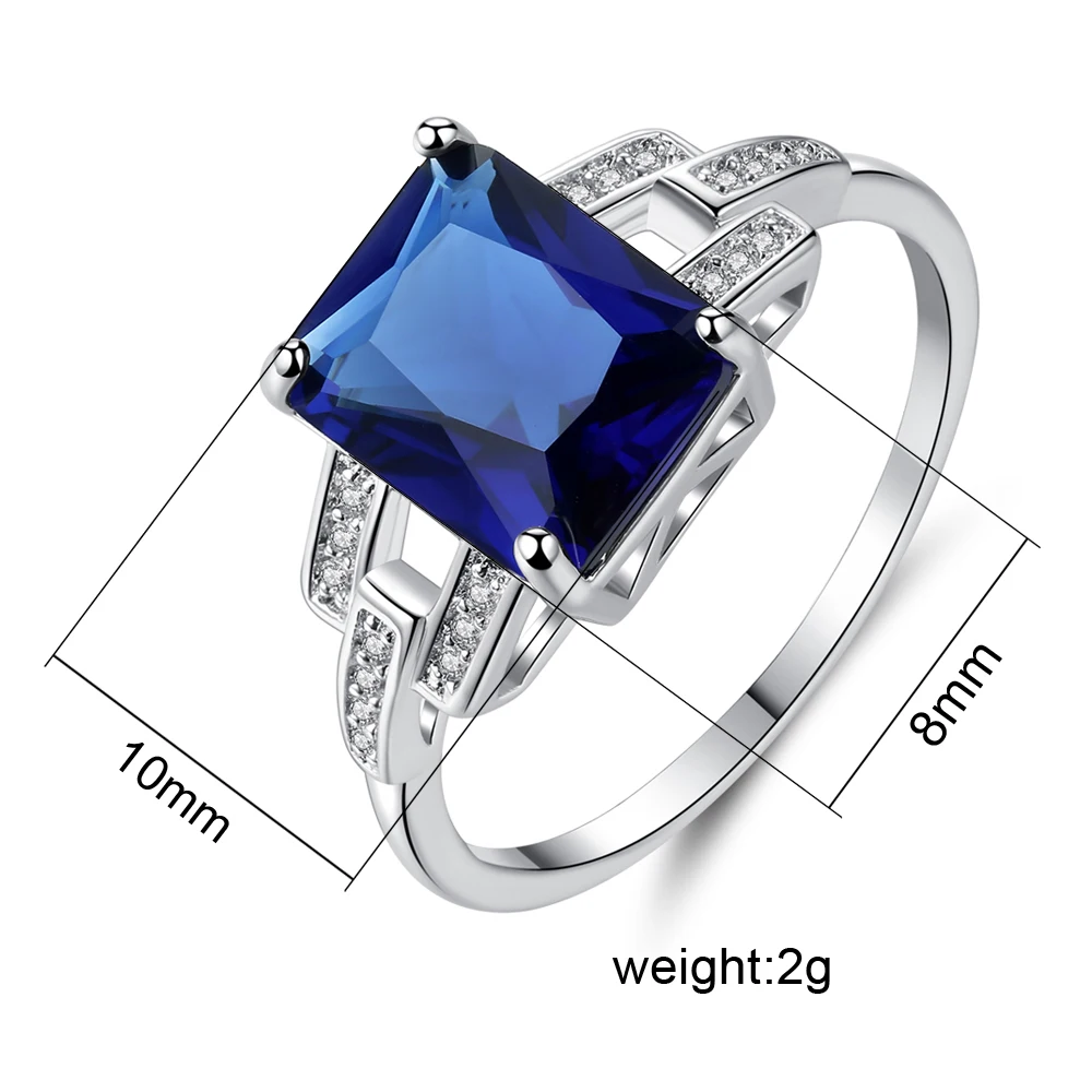 CiNily Created Blue Stone Zircon Silver Plated Wholesale New Sale for Women Jewelry Wedding Gift Ring Size 6-9 NJ85