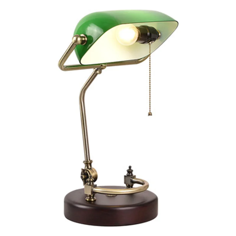 

Modern Classic Vintage Green Bankers Table Lamp Glass Desk Light Classical Table Lamp For Bedroom