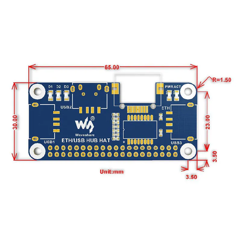 Raspberry PI 4/Zero W port sieciowy USB na Ethernet RJ45 rozdzielacz HUB na USB