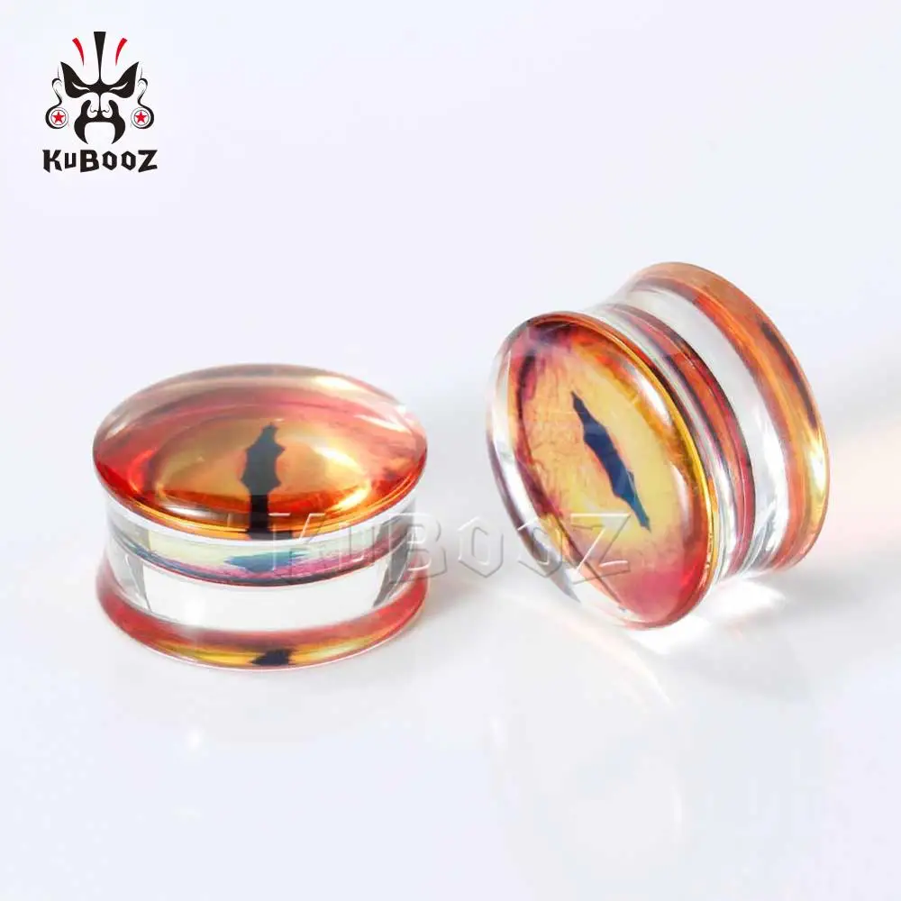 Kubooz New Transparent Acrylic Ear Expanders Earrings Animal Logo Jewellery Body Gift Simple Style Strechers Sell In Pair