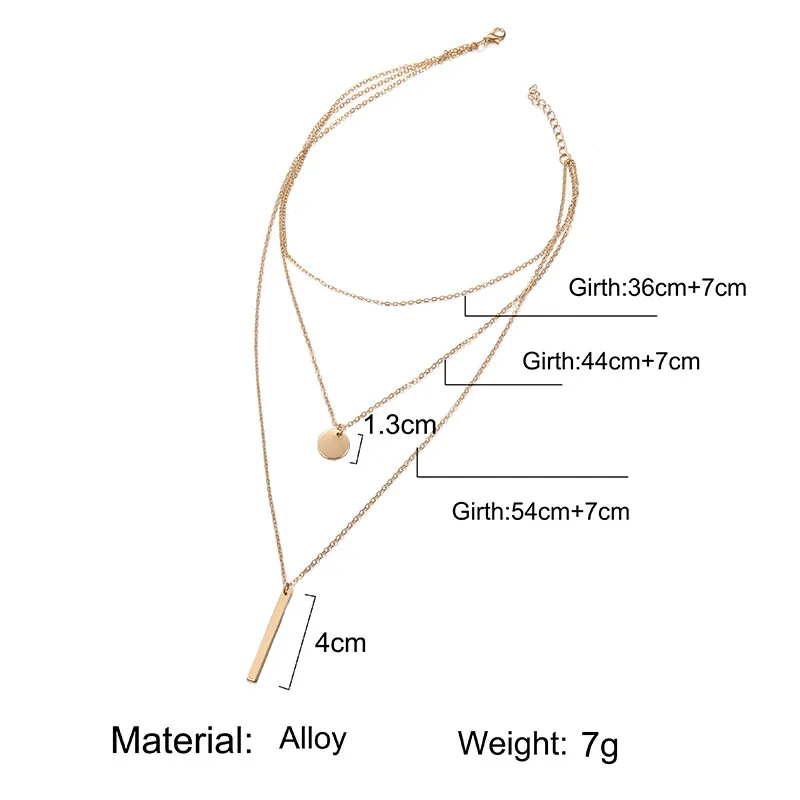 Concise Metal Bar Pendant Necklace Geometric Charm 2024 New Bohemian Multilayer Necklace Golden Women Jewelry Wholesale Price