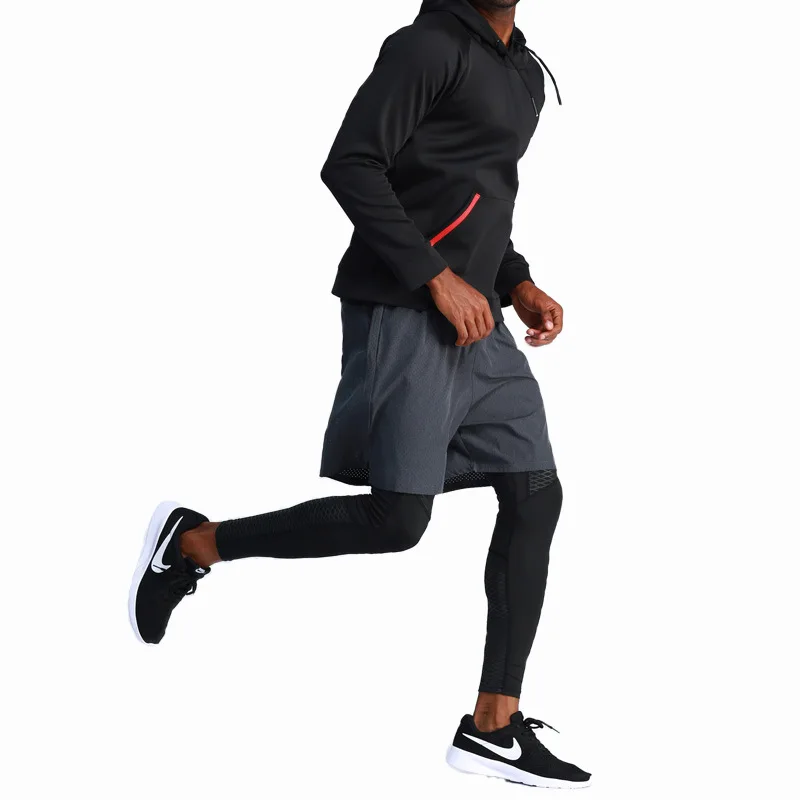 New Hooded Sports Bodysuit for Men, Long-Sleeved Coat, European and American, Outdoor Training, Basketball, Running, Winter