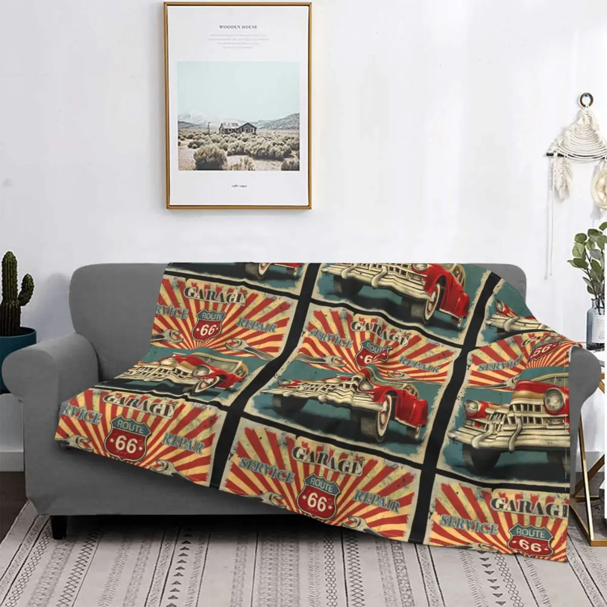 

Одеяло для ремонта гаража Route 66, Флисовое одеяло для мам и дорог, классическое американское Ретро одеяло для школы, домашнее покрывало для кровати