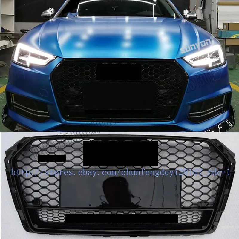 FOR AUDI A4 S4 B8.5 2013 13 2014 14 2015 15 2016 16 HONEYCOMB SPORT MESH RS4 STYLE HEX GRILLE GRILL BLACK