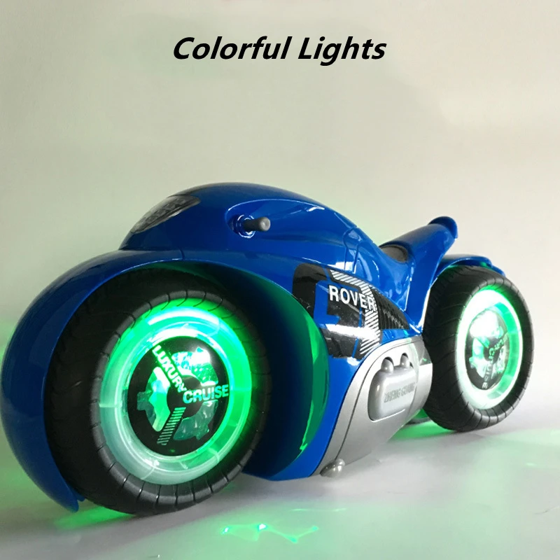 1:8 Big Size Remote Control Stunt Driving Motorcycle 90°Rotation Rear Wheel Colorful Light Anti-collision Electric RC Motorcycle