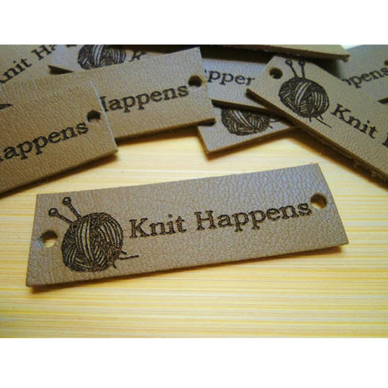 55pcs Personalised Handmade Knitting labels Handcraft item Sewing Leather tags with Brand logo Clothing label cosas personalizas