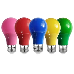 Lâmpada de led colorida e27, 3w, 5w, 7w, 9w, ac220v, 110v, vermelho, azul, verde, amarelo, rosa, para bar, ktv, festas, luzes