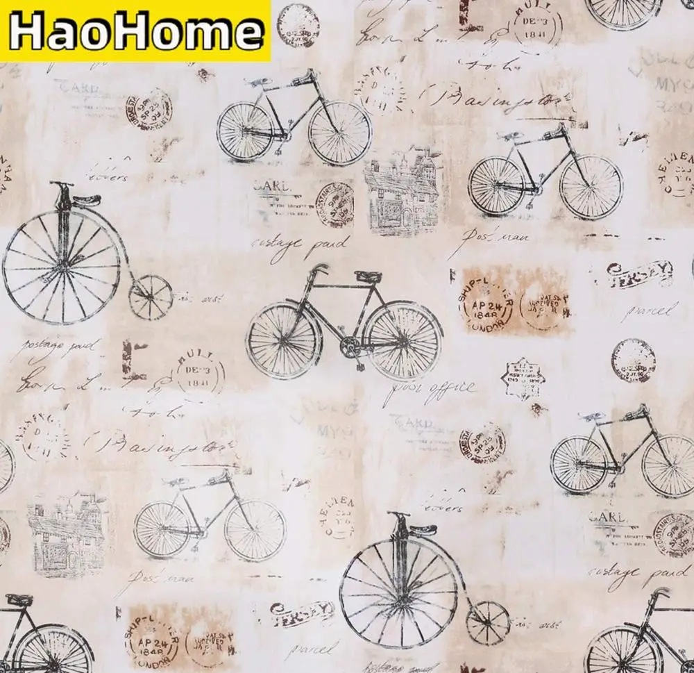 HaoHome Vintage Bike Peel and Stick Wallpaper Use as Backsplash Shelf Paper Removable Self Adhesive Contact Paper