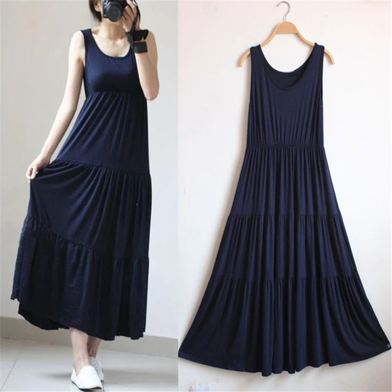 

High Quality Nightgown summer female modal dress loose casual cake skirt long vest skirt pregnant woman beach skirt Sleepwear