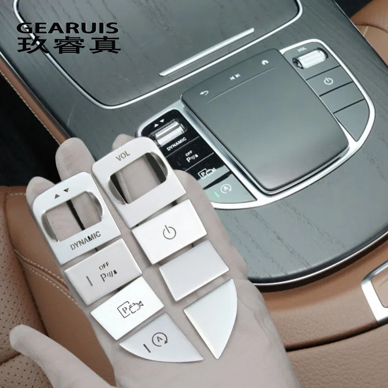 Car Styling For Mercedes Benz E Class W213 Center Console Gear Shift Multimedia Mouse switch Buttons Covers Stickers Accessories