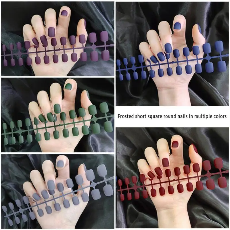 24 قطعة الأظافر كاذبة قصيرة اضغط على الأظافر أشكال علوية للأظافر نعش مسمار نصائح الأظافر وهمية مانيكير قابلة لإعادة الاستخدام الباليه ماتي الأظافر كاذبة