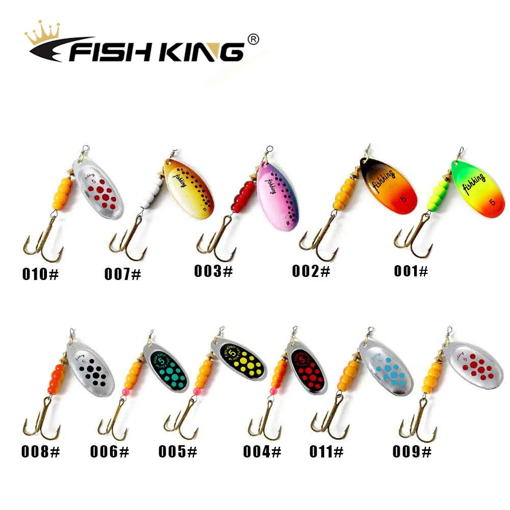 FISH KING 1Pcs New Metal Fishing Lure 3.2g 4.3g 6.1g 9.6g 13.6g Spinner Bait  Hard Baits Sharp Treble Hook Fishing Tackle