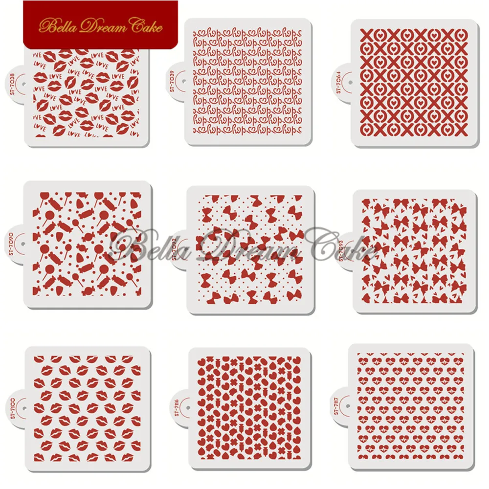 1pc Heart&Bow&Lips Cookies Stencil DIY Plastic Biscuits Layered Template For Valentine\'s Day Cake Decorating Tools Bakeware