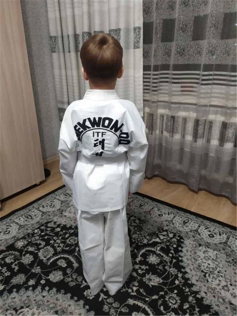 2022 New Adult Male Female kids White cotton Taekwondo uniform ITF approvato Taekwondo Student Uniform Taekwondo Equipment dobok